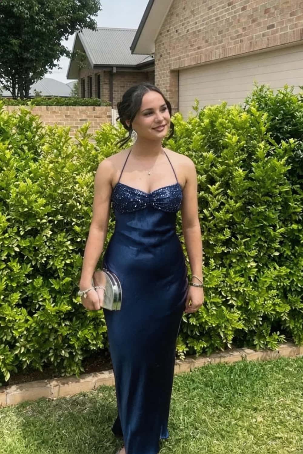 Vestido Satinado Burdeos Lumina