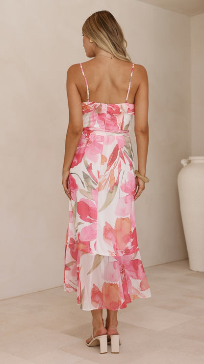 Skyla Maxi Dress - Pink Floral - Billy J