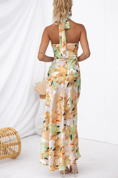 Vestido Linda Flora con Cuello Halter