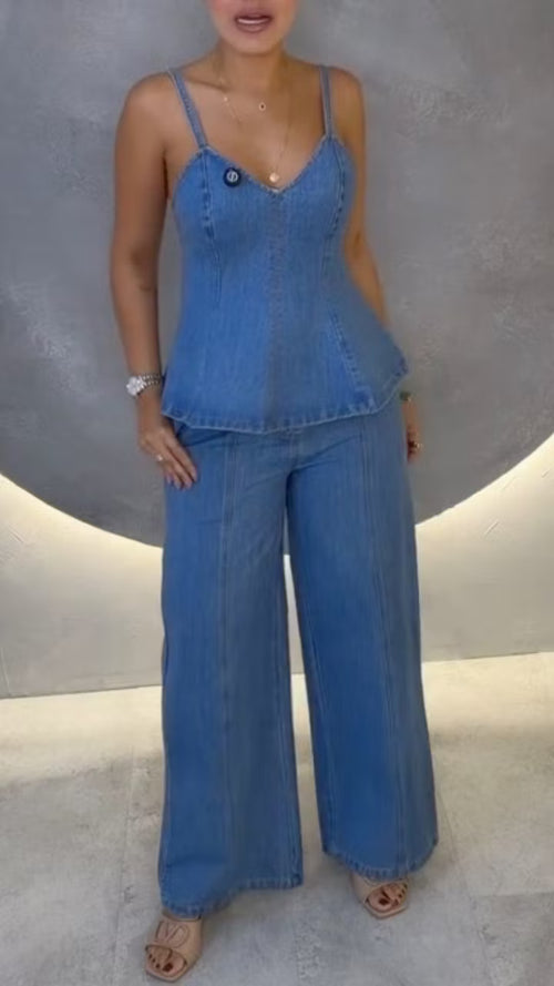 Conjunto Mezclilla Peplum Chic