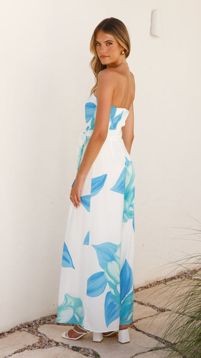 Maisy Strapless Jumpsuit - Blue Teal - Billy J