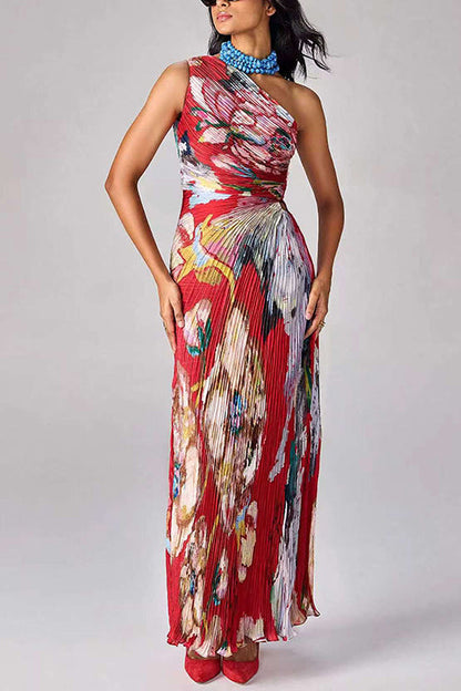 Vestido Asimétrico Plisado Jardín