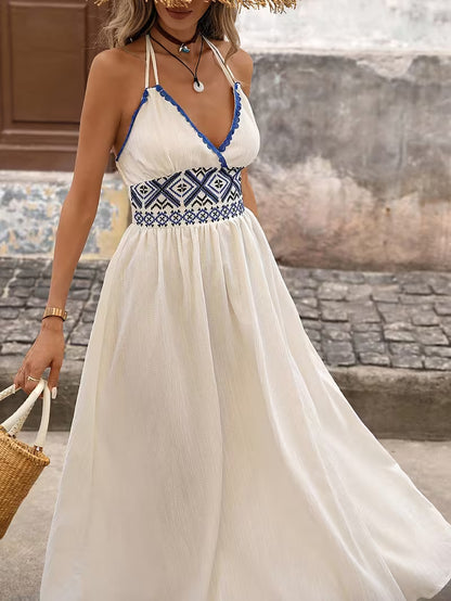 Vestido Halter "Azure Embroidered"