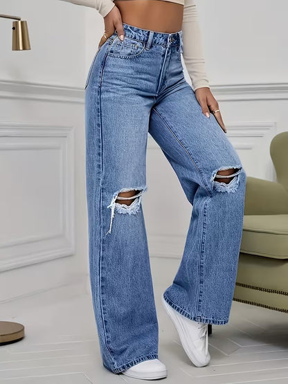 Jean Rasgados Estilo Wide Leg