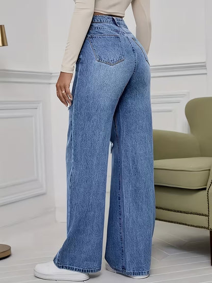 Jean Rasgados Estilo Wide Leg