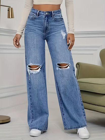 Jean Rasgados Estilo Wide Leg