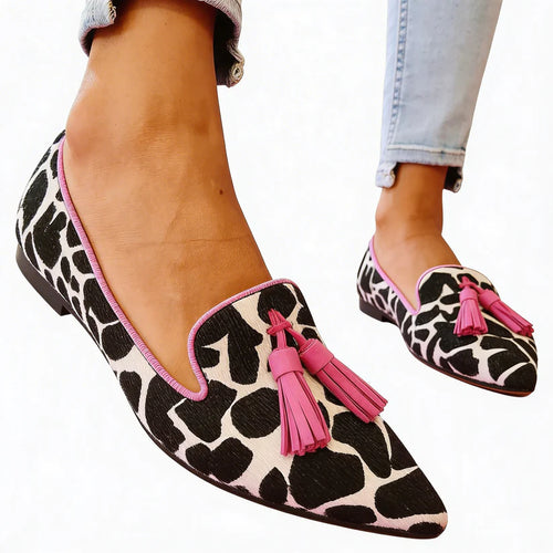 Zapatos Punta Fina Cow Print
