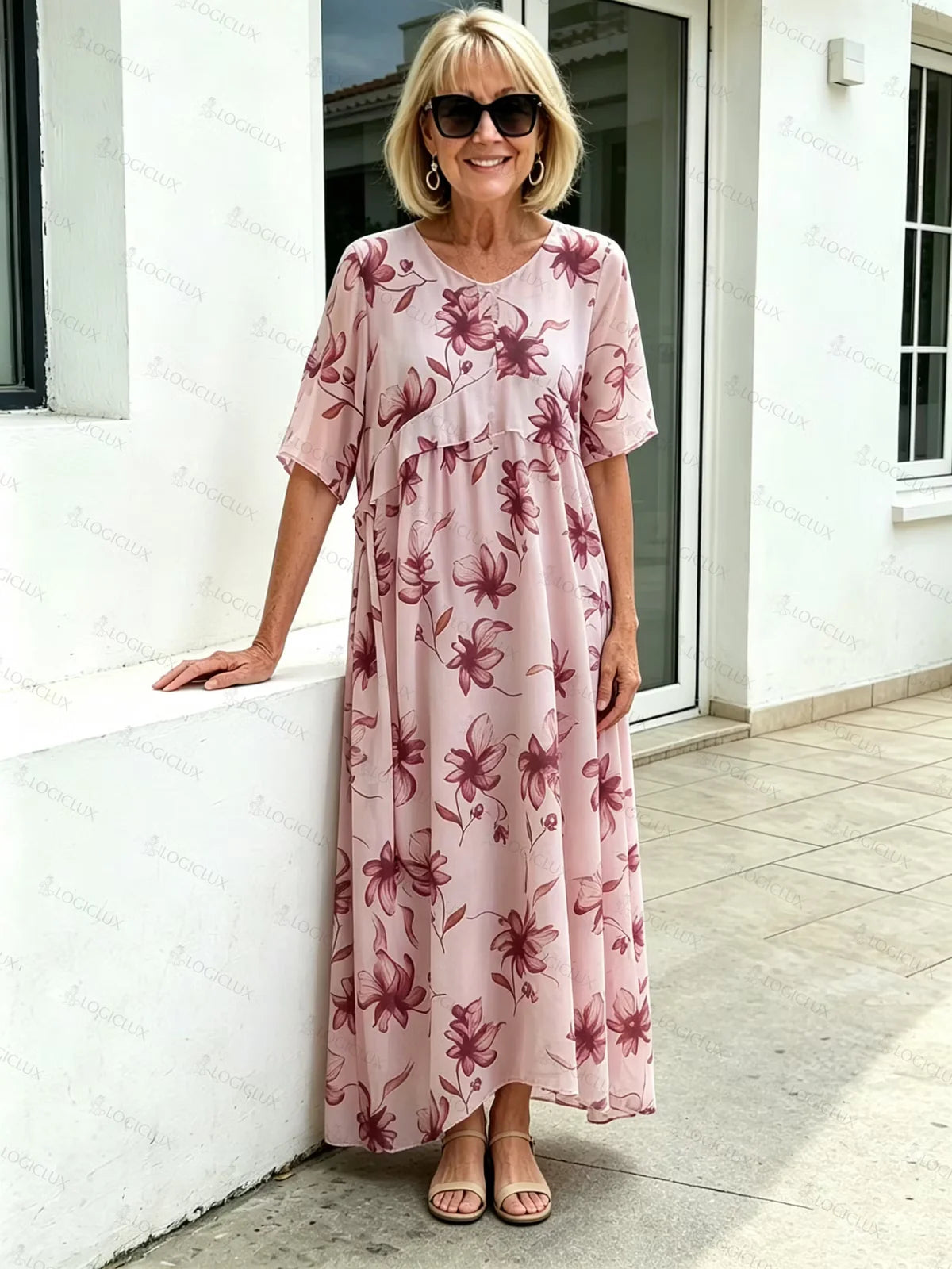 Vestido Largo con Estampado Botánico