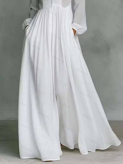 Vestido Camisero Plisado con Botones